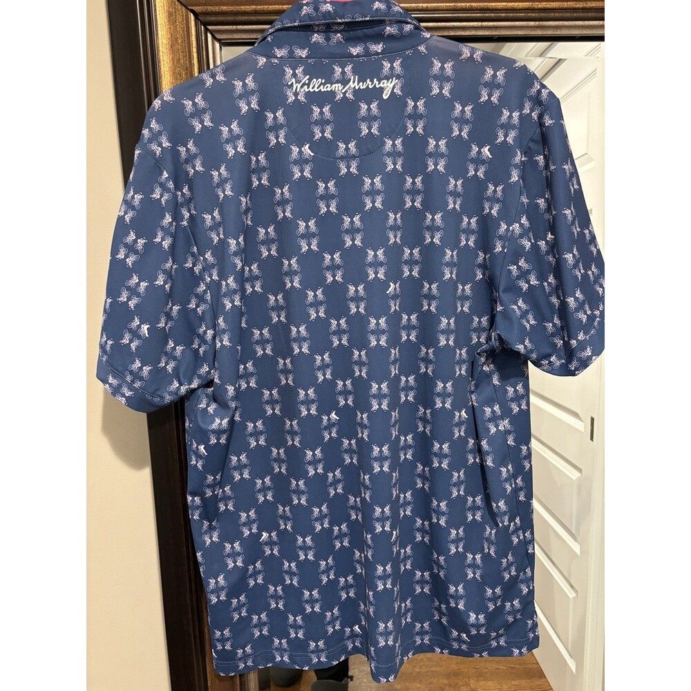 William Murray Men's M Regular Blue/White/pink  Golf Graphic bike Print Polo - Picture 5 of 6